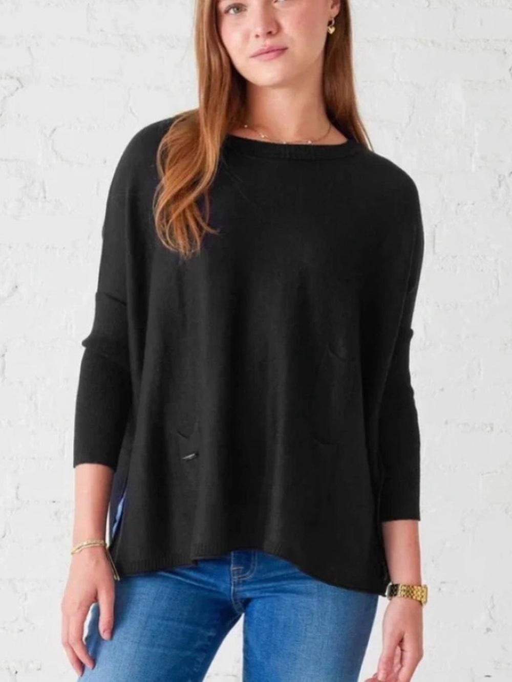 Mersea One Size Black Catalina Travel Sweater Oversized